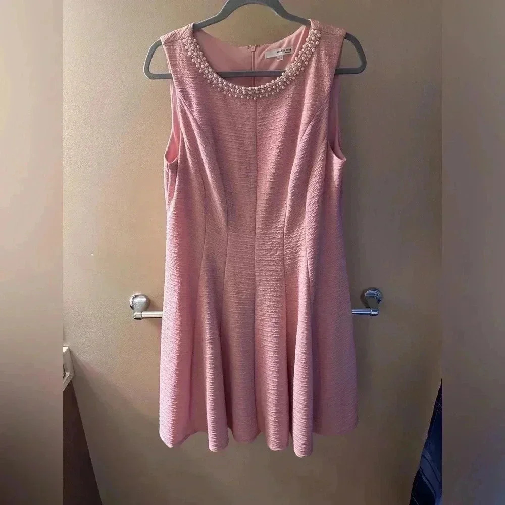 Studio One Blush Pink Pearl-Trim Sleeveless Mini Dress